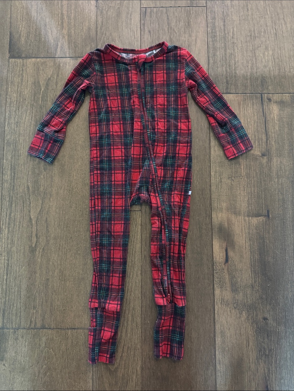Red Plaid Bamboo Christmas One-Piece Pajamas